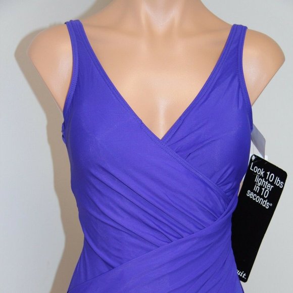 NWT Women's Miraclesuit Swimsuit one piece swimwear Oceanus Size 12 Viol… - Picture 3 of 8